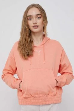 Γυναικεία Χωρίς φερμουάρ Βαμβακερή μπλούζα Puma χρώμα: πορτοκαλί,