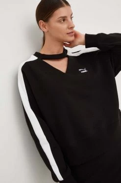 Γυναικεία Χωρίς φερμουάρ Βαμβακερή μπλούζα Puma χρώμα: μαύρο,