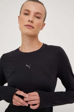Γυναικεία Μακρυμάνικο μπλουζάκι για τρέξιμο Puma Cloudspun μαύρο