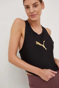 Γυναικεία Αμάνικος Τοπ προπόνησης Puma Fit Eversculpt μαύρο