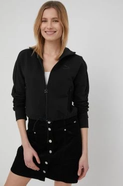 Γυναικεία Με φερμουάρ Βαμβακερή μπλούζα Puma χρώμα: μαύρο,