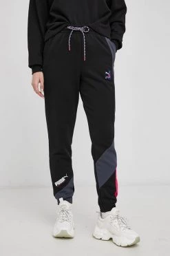 Γυναικεία Παντελόνια φόρμας Βαμβακερό παντελόνι Puma χρώμα: μαύρο