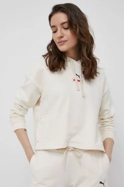 Γυναικεία Χωρίς φερμουάρ Βαμβακερή μπλούζα Puma χρώμα: μπεζ,