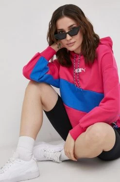 Γυναικεία Χωρίς φερμουάρ Puma - Βαμβακερή μπλούζα φούξια