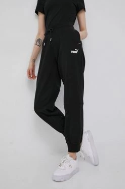 Γυναικεία Παντελόνια φόρμας Βαμβακερό παντελόνι Puma χρώμα: μαύρο