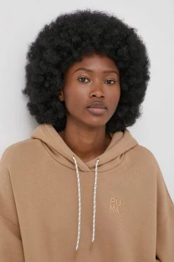 Γυναικεία Χωρίς φερμουάρ Βαμβακερή μπλούζα Puma χρώμα: καφέ, -Puma Κατάστημα unnamed file 3341