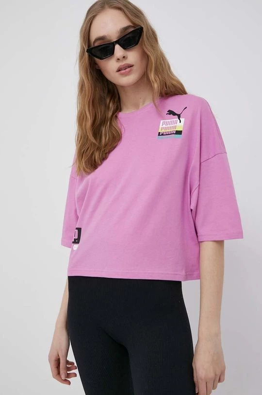 Γυναικεία Κοντομάνικο Βαμβακερό μπλουζάκι Puma ροζ 2 Γυναικεία Κοντομάνικο Βαμβακερό μπλουζάκι Puma ροζ - Image 2