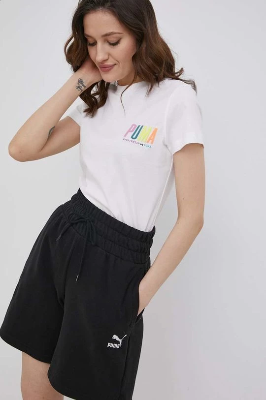 Γυναικεία Κοντομάνικο Βαμβακερό μπλουζάκι Puma άσπρο 1 Γυναικεία Κοντομάνικο Βαμβακερό μπλουζάκι Puma άσπρο