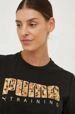 Γυναικεία Κοντομάνικο Μπλουζάκι προπόνησης Puma Performance Logo μαύρο