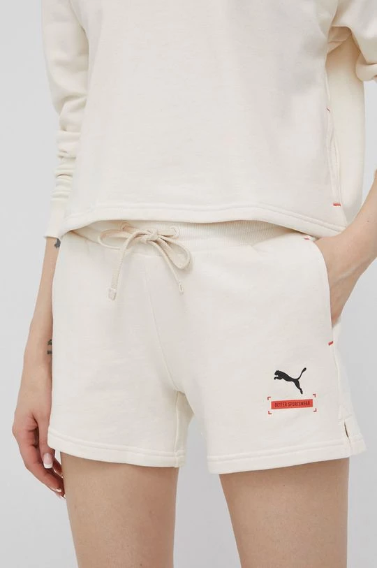 Γυναικεία Σορτς Βαμβακερό σορτσάκι Puma χρώμα: μπεζ, 1 Γυναικεία Σορτς Βαμβακερό σορτσάκι Puma χρώμα: μπεζ,