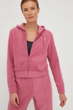 Γυναικεία Με φερμουάρ Μπλούζα Puma μοβ, με κουκούλα