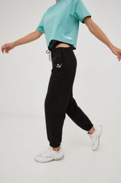 Γυναικεία Παντελόνια φόρμας Βαμβακερό παντελόνι Puma μαύρο