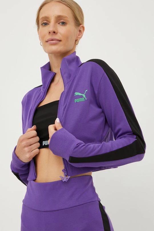 Γυναικεία Με φερμουάρ Μπλούζα Puma X Dua Lipa μοβ 1 Γυναικεία Με φερμουάρ Μπλούζα Puma X Dua Lipa μοβ