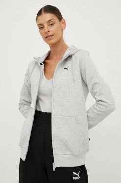Γυναικεία Με φερμουάρ Μπλούζα Puma γκρι, με κουκούλα