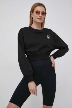 Γυναικεία Χωρίς φερμουάρ Βαμβακερή μπλούζα Puma χρώμα: μαύρο,