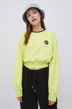 Γυναικεία Χωρίς φερμουάρ Βαμβακερή μπλούζα Puma χρώμα: πράσινο,